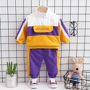 Bulk Wholesale Clothing Baby Dress Stitching Color Set Head Coat And Sport Pants Suit For Boys From China