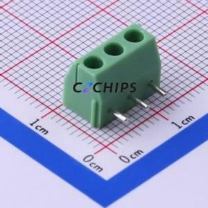 KF396R-3.96-3P Screw Terminal Block Bent Lead Through Hole,P=3.96mm Connector 1x3P 3.96mm Green Right Angle Insert - Product Image 1