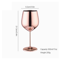 KLP Verres à vin en acier inoxydable de 520ml en cuivre sans pied pour fête, mariage et maison