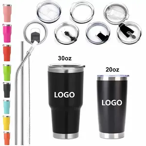 Logo personnalisé 20oz 30oz Tasse à café de voyage en acier inoxydable à double paroi gobelet isolé enduit de poudre sous vide régulier avec couvercle - Product Image 1