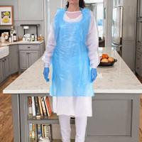 Tablier jetable en PE résistant à l'eau, en HDPE et LDPE, résistant, de 110 cm, bleu, en plastique jetable