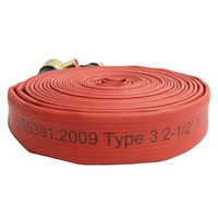 Tuyau en caoutchouc NBR rouge type 3 BS 6391, 17 bars, 1,5/2,5 pouces, pour la lutte contre l'incendie, avec raccords instantanés en laiton BS