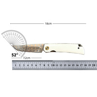 Couteau de poche EDC pour le camping et la randonnée en plein air avec manche en os de vache et lame en acier damas cuivré pour la défense personnelle