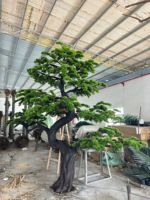 Pohon pinus buatan buatan, pohon Bonsai besar buatan ukuran kustom untuk dalam ruangan luar ruangan taman lansekap