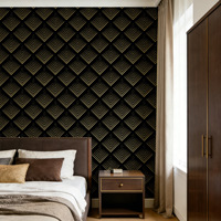 Film Dinding PVC Tempel dan Lepas Pola Geometris Tahan Air Wallpaper Perekat Diri untuk Dekorasi dan Renovasi Rumah