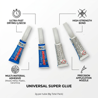 Lem Cair Cyanoacrylate Super Instan 2g Ramah Lingkungan Daya Rekat Kuat untuk Perekat Porselen Logam Kaca Penggunaan Konstruksi