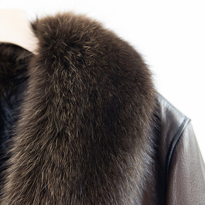Áo khoác dài da thật cao cấp NAFA Wholesale dành cho nam, viền lông thú thật, lót lông thú thật, chất lượng tốt nhất - Product Image 4