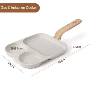 New Product 3 grid Induction Cooker And Gas Stove Use Omelette Egg Pan Non-Stick Breakfast Frying Pan