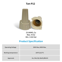Kit de connecteurs en laiton Easy-Twist 22-8 AWG Écrous de fil à ailettes de couleur Tan avec capuchon à vis pour applications de câblage LED Série DT