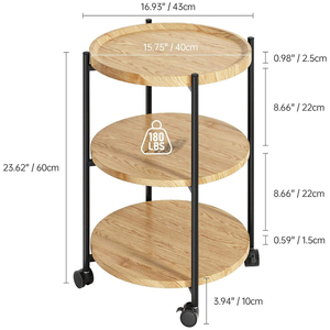 Étagère de <span class=keywords><strong>cuisine</strong></span> de <span class=keywords><strong>style</strong></span> <span class=keywords><strong>industriel</strong></span> brun rustique noir, chariot de service, design détachable, 3 étagères, 6 crochets, étagère pour micro-ondes, salle à manger - Product Image 2