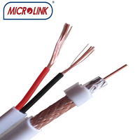Câble coaxial siamois RG59+2DC à 3 conducteurs pour CCTV avec alimentation, gaine PVC/PE, blindage en feuille d'aluminium 40-95%, pour système de caméra CCTV
