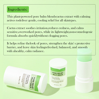 Baume multi-usages pour les pores, baume rafraîchissant pour le visage, pour les pores dilatés, la peau gonflée, minimisation des pores avec extrait de cactus, soin coréen pour la peau