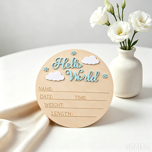 Targa per Annuncio Nascita, Cartolina Personalizzata per Annuncio Neonato, Insegna Personalizzata 'Hello World' - Product Image 6