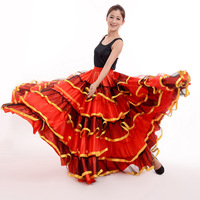 Jupe évasée classique flamenco 180-720 degrés pour femme, jupe de danse espagnole de combat de taureaux, robe de performance
