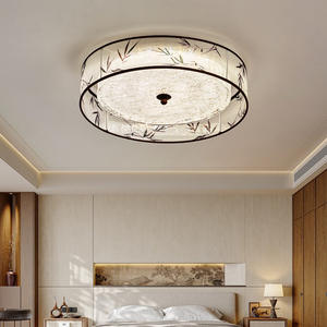 Plafonnier de chambre à coucher esthétique style Song, rond rétro, en tissu, pour bureau, nouveau style chinois, à ventouse - Product Image 2