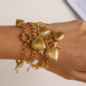 THK Fashion Heart Shaped <b>Locket</b> <b>Bracelet</b> Charms Pearl Star Love Pendant <b>Bracelet</b> Women Jewelry Valentine Gift - Product Image 3