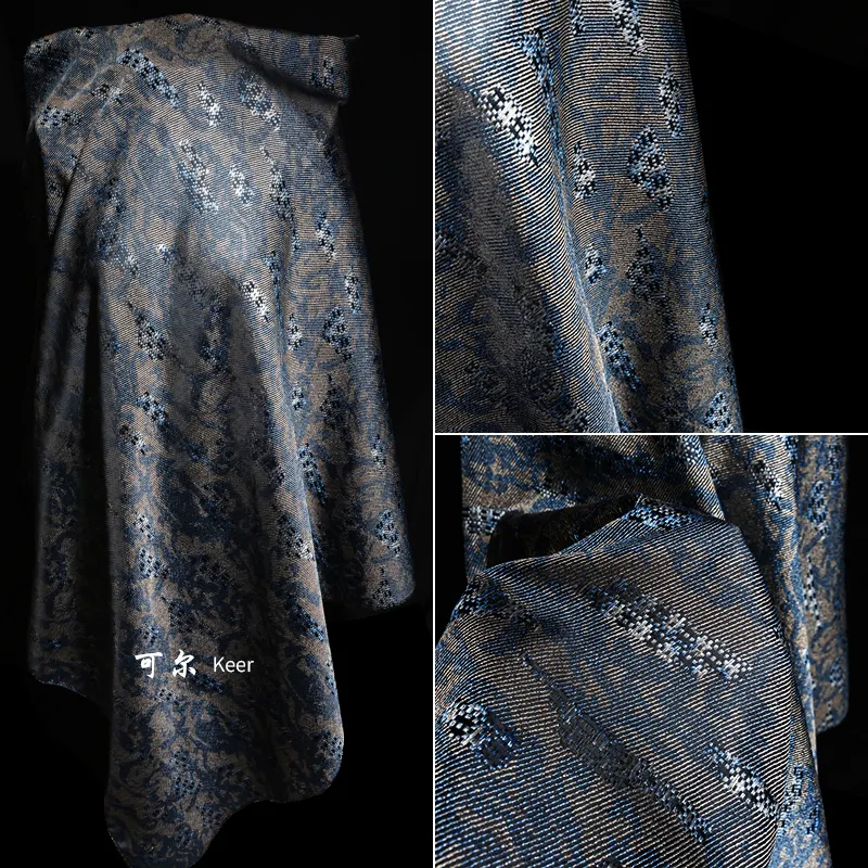 KEER pabrik kustom grosir yarn polyester benang dicelup desain fashion brokat pakaian kain jacquard