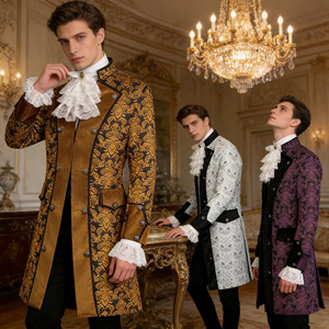 Abrigos y Chaquetas <span class=keywords><strong>de</strong></span> Poliéster con Estampado Retro Steampunk, con Cuello Alto, Ropa <span class=keywords><strong>de</strong></span> Alto Rendimiento, <span class=keywords><strong>Disfraces</strong></span> Medievales para Hombre - Product Image 1