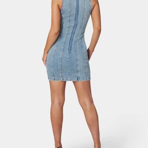 Nouvelle Robe Courte en Jean Moulante pour Femme, Style Été, Haute Qualité, avec Détails de Couture Sexy, Fermeture Éclair au Dos, Sans Manches, pour Dames - Product Image 4