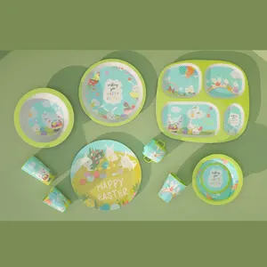 Cartoon Print Melamin Kinder Geschirr Melamin Dinner Set Kinder Teller Tassen Kid Dining