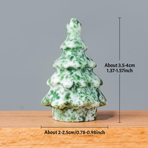Mini Ornement de Sapin de Noël en Cristal, <span class=keywords><strong>Sculpture</strong></span> d'Arbre en <span class=keywords><strong>Pierre</strong></span> Naturelle Sculptée, Décoration de Bureau de Noël, Cadeau - Product Image 2