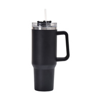 Mug de voyage moderne et écologique en acier inoxydable de 40 oz, isolé sous vide, avec poignée et paille, isolation thermique de 12 à 24 heures pour l'eau