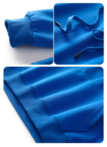 Sweat-shirt à capuche décontracté en coton 100% solide avec poche avant, coupe ample, tissu respirant pour homme - Product Image 5