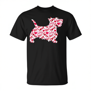 T-shirt Scottie Scottish Terrier Heart Dog pour la Saint-Valentin, noir, taille moyenne - Product Image 2