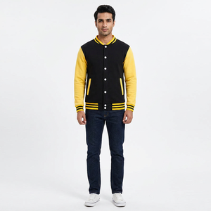 Blouson universitaire personnalisé pour homme en cuir et laine méltone, col montant, logo frontal, respirant, hiver, vente en gros disponible - Product Image 1