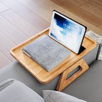 Plateau de bras de canapé plateau de canapé pliant en bambou naturel plat pour boissons téléphone télécommande plateaux d'accoudoir à clipser pour bureau pour les fêtes