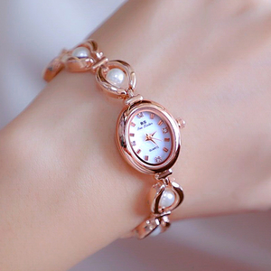 BS FA1685 nuova moda di alta qualità di lusso semplice ragazze perla braccialetto al quarzo orologio argento oro unico forma ovale donna <span class=keywords><strong>Wa</strong></span> - Product Image 4