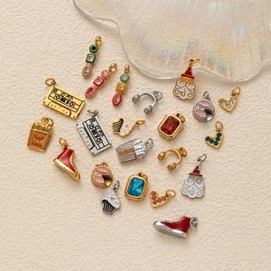 Stainless Steel Ins Wind Necklace Pendant with Clouds Fries Shoes Headset Walkman Sapphire Rhinestones Ruby <b>Earrings</b> - Product Image 2