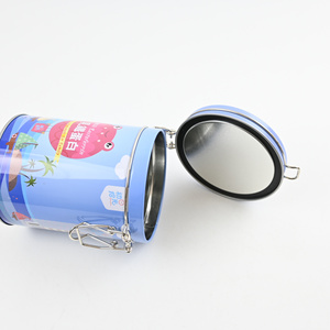 Boîte cylindrique rectangulaire en fer blanc avec anse métallique, logo personnalisé, hermétique, qualité alimentaire, pour emballage de compléments nutritionnels, bonbons et snacks - Product Image 2