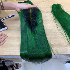 ผมสีเขียวผมมนุษย์แท้แบบไม่ผ่านกระบวนการผม Wigs100 - Product Image 3