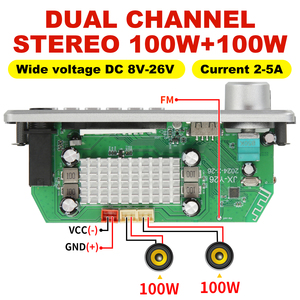 Amplificateur 200W Bluetooth 5.1 Carte de décodeur MP3 2*100W Lecteur audio 12V DIY Carte sans fil Radio FM de voiture Module TF USB Micro Enregistrement - Product Image 4