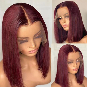 Rosso Bob Anteriore Del Merletto Parrucca Del Merletto Dei Capelli Umani di Colore 13X4 Frontale Parrucche <span class=keywords><strong>Borgogna</strong></span> 99J Breve Bob Parrucche - Product Image 4