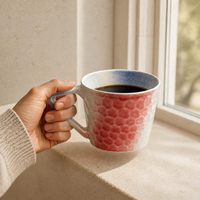 Tasse en céramique de porcelaine faite à la main 475 ml, texture nid d'abeille, tasse émaillée au four, poignée géométrique, compatible micro-ondes et lave-vaisselle, sans BPA