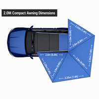 Auvent de voiture pliable en forme d'éventail à montage rapide 270 degrés, toit rigide en Oxford 420D imperméable et anti-UV pour SUV et camping
