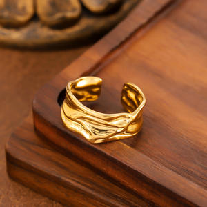 Новое элегантное кольцо унисекс <span class=keywords><strong>2026</strong></span> года с неровным выемом, позолоченное 18-каратным золотом, из нержавеющей стали, для женщин - Product Image 4