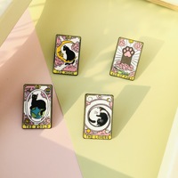 Fabricant professionnel pas cher métal artisanat Tarot émail broche Badge carte chats soleil monde doux épinglette