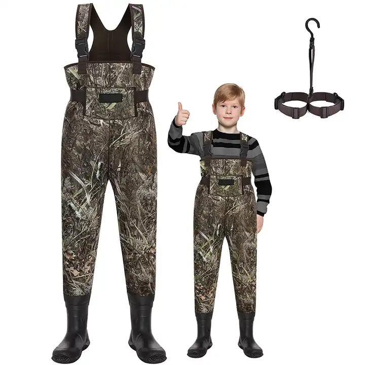 kids neoprene chest waders with rubber