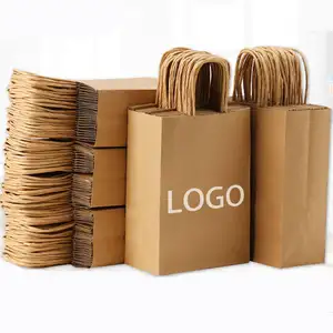 China Factory Custom Logo Kraft Shopping Bag Recycled Brown Kraft Paper Bag For Business Clothing