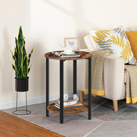 Table d'appoint moderne aspect bois, table de chevet pour canapé, avec double étagère de rangement, idéale pour petits espaces, salon et chambre