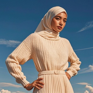 Vestido Abaya de Punto Personalizado al por Mayor, Recto, Largo hasta el Suelo, de Poliéster/Algodón para Mujer, Servicio OEM - Product Image 2