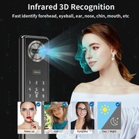 Serrure de porte intelligente entièrement automatique Wi-Fi à reconnaissance de veine palmaire, interphone vidéo, reconnaissance faciale, empreinte digitale, mot de passe, carte-clé, application Tuya, étanche