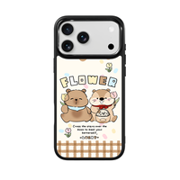 Coque de téléphone AG Feeling Black Edge avec motif floral doré pour iPhone 17, 17 Pro Max, 16 Pro, 15 – Coque magnétique