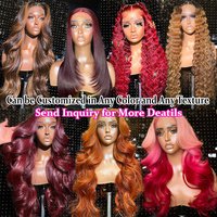 Perruques Ombrées Roses Cheveux Vierges Ondulés Perruque Frontale Colorée 100% Cheveux Naturels Vietnamiens Non Traités Perruques Sans Colle Cheveux Humains Lace Front
