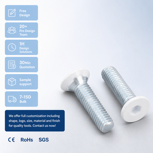 Tornillos de máquina con cabeza plana zincada, lacados en blanco, tornillos para muebles con cabeza hexagonal M6 - Product Image 1