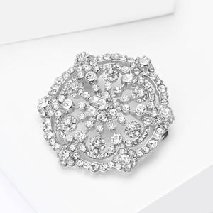 エレガントな女性ジュエリーギフトスノーフレークブローチピンウェディング合金ラインストーン花ブローチピン - Product Image 4