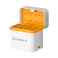Chargeur de piles rechargeables au lithium AA PUJIMAX 1,5 V avec 8 emplacements AA, design cylindrique, lumière de charge LED pour utilisation avec microphone